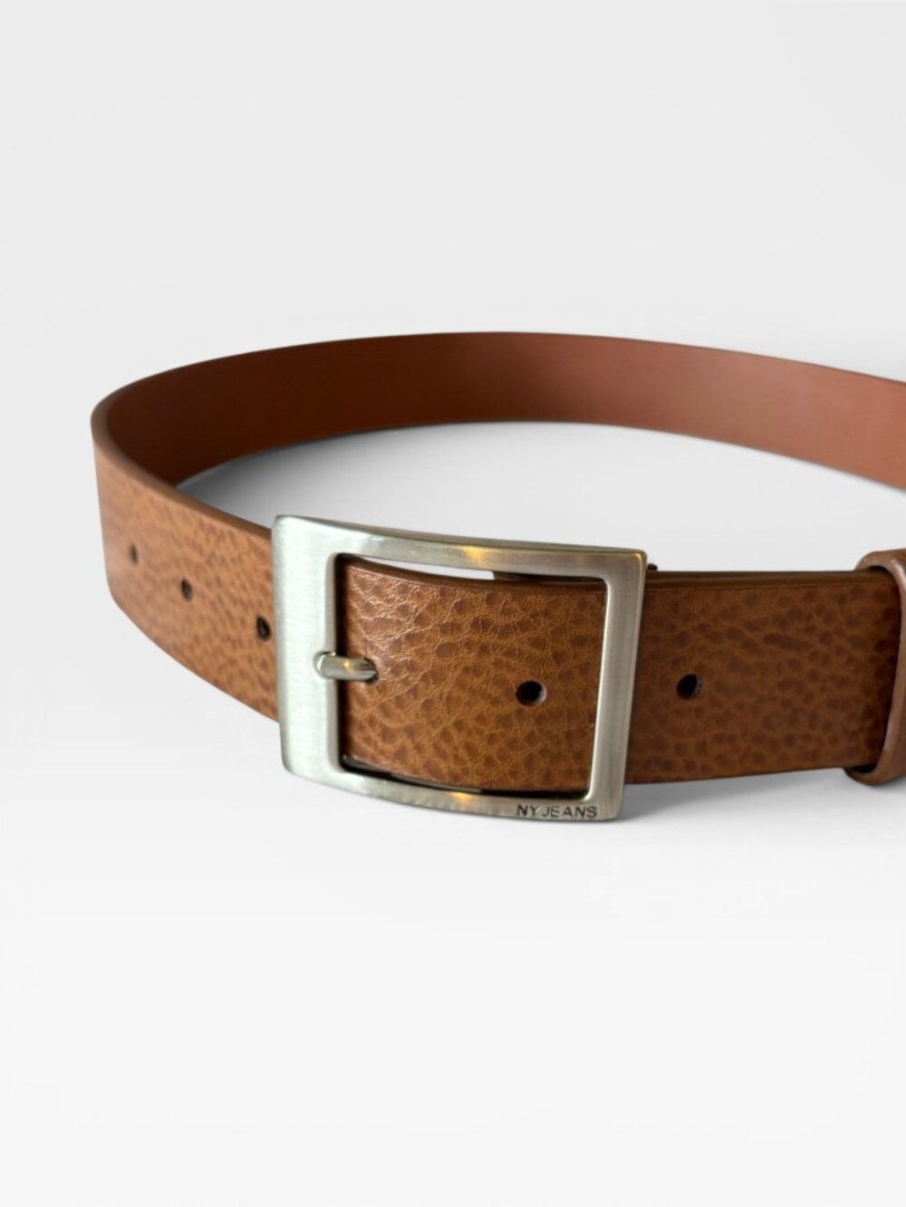 New York & Company Brown Textured Belt Silver Buckle Size Medium 37” - Picture 12 of 13